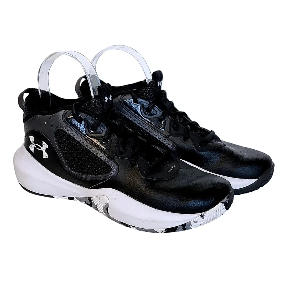 Under Armour Lockdown 6 Big Kids Basketball Shoes Sneakers Black White Size 5.5Y